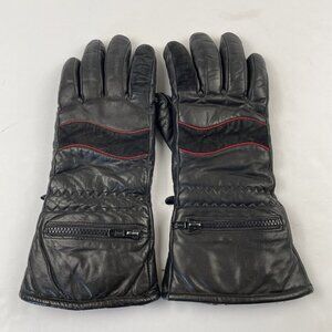 Vintage Steinmark Leather Motorcycle Gloves Mens XS Gauntlet Fleece Sherpa Lined